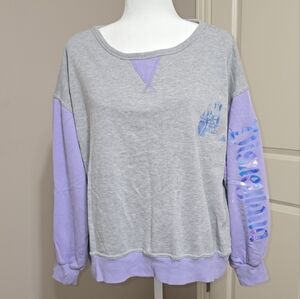 Disneyland Sweater in colors Lavender/Gray Size 1X/XL with Holographic Lettering